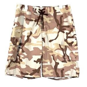 Beach Rays Mens Board Shorts Swim Trunks Desert Camo Cargo Pockets Size 32⁠ Y2K